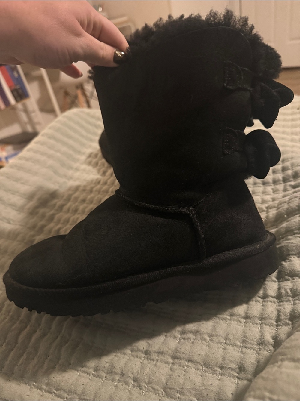 UGG Black women Suede Bow Back Winter Boots